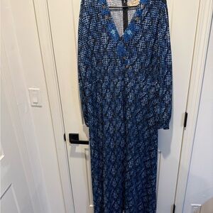 Chic Blue Geometric Maxi Dress